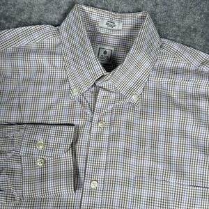 Peter Millar Shirt Men's Medium Brown Plaid Long Sleeve Button Up Casual Preppy‎